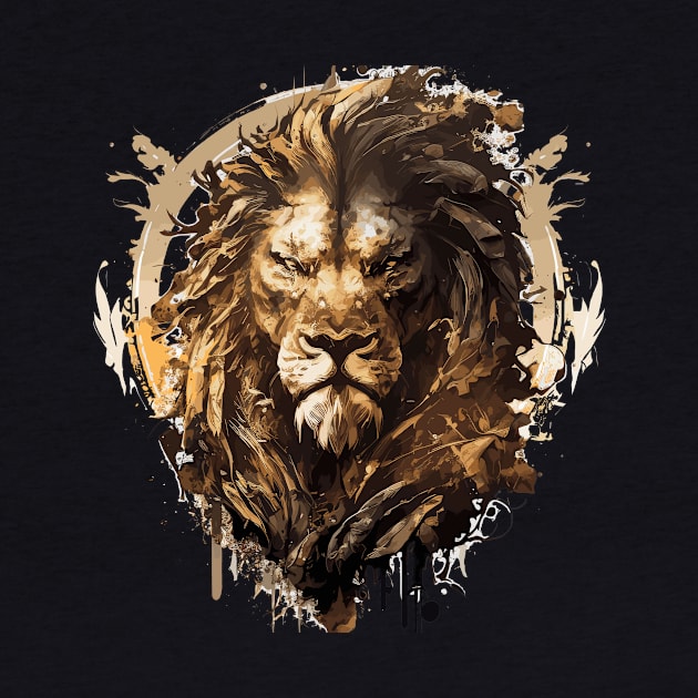 Lion Portrait Animal Painting Wildlife Outdoors Adventure by Cubebox